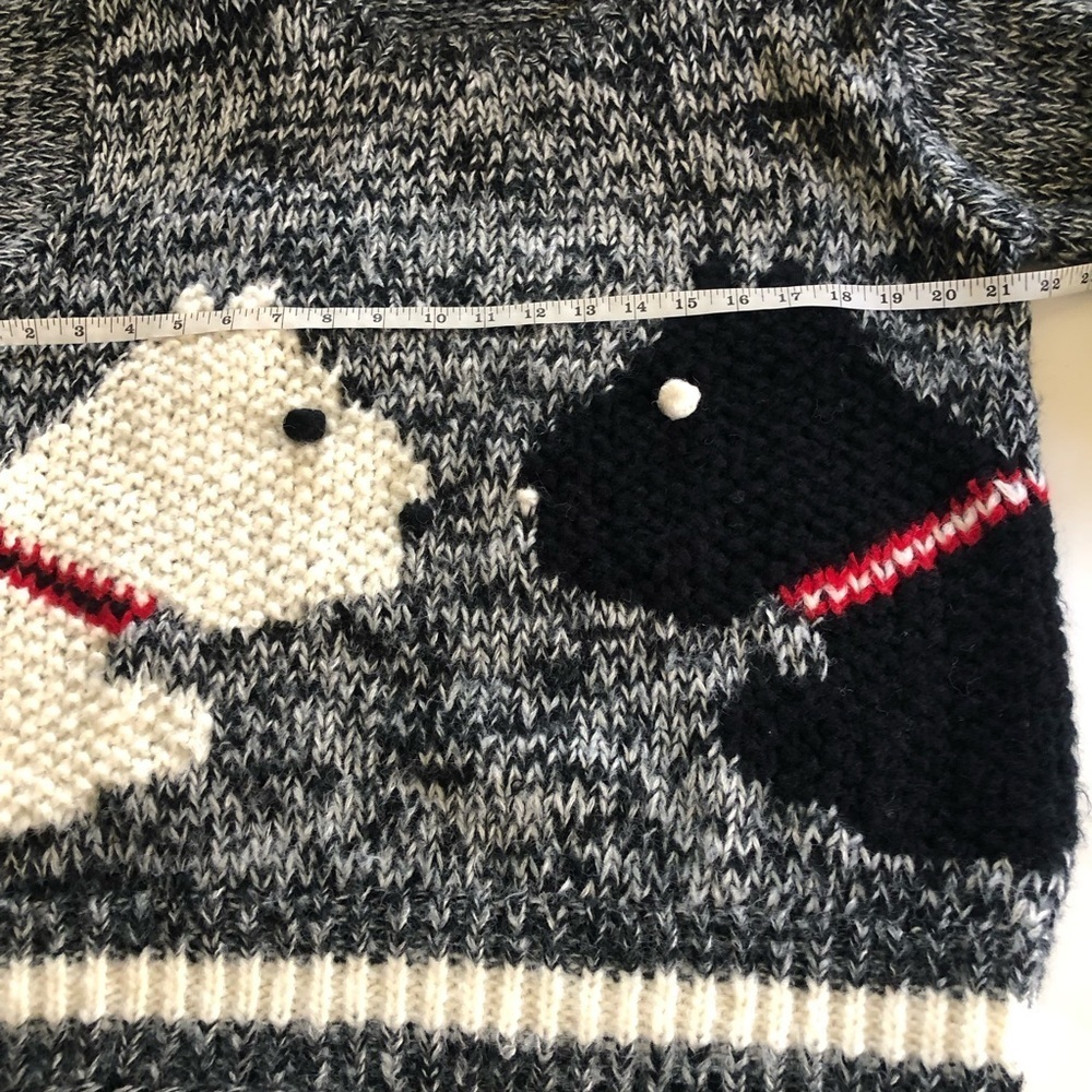 Vtg COLLAGE By Hand Chunky Knit Black/White Scotty Dogs Crew Neck Sweater Size L - Picture 8 of 9